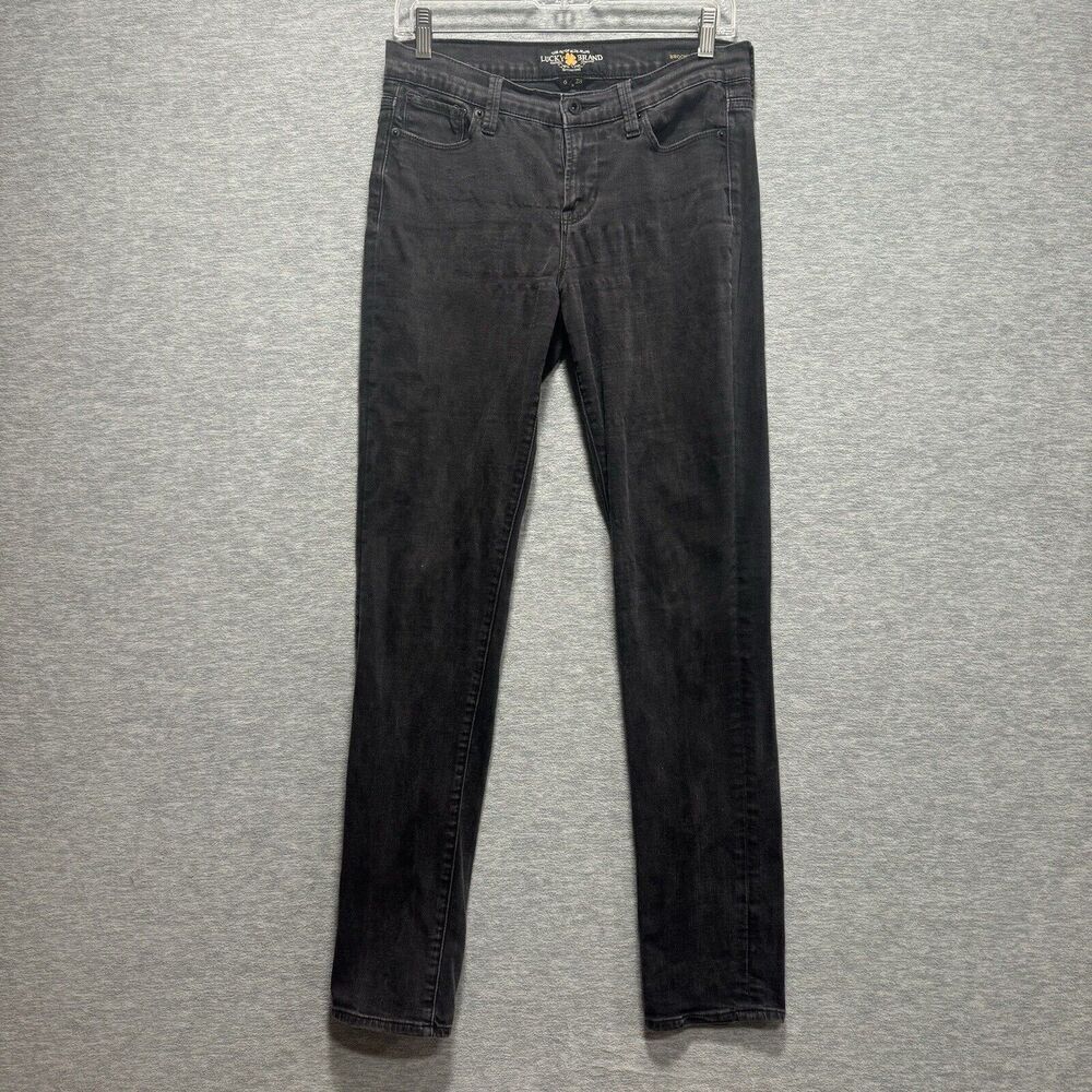 Lucky Brand Jeans Women 6/28 Black MidRise Brooke Straight Denim Comfort Stretch